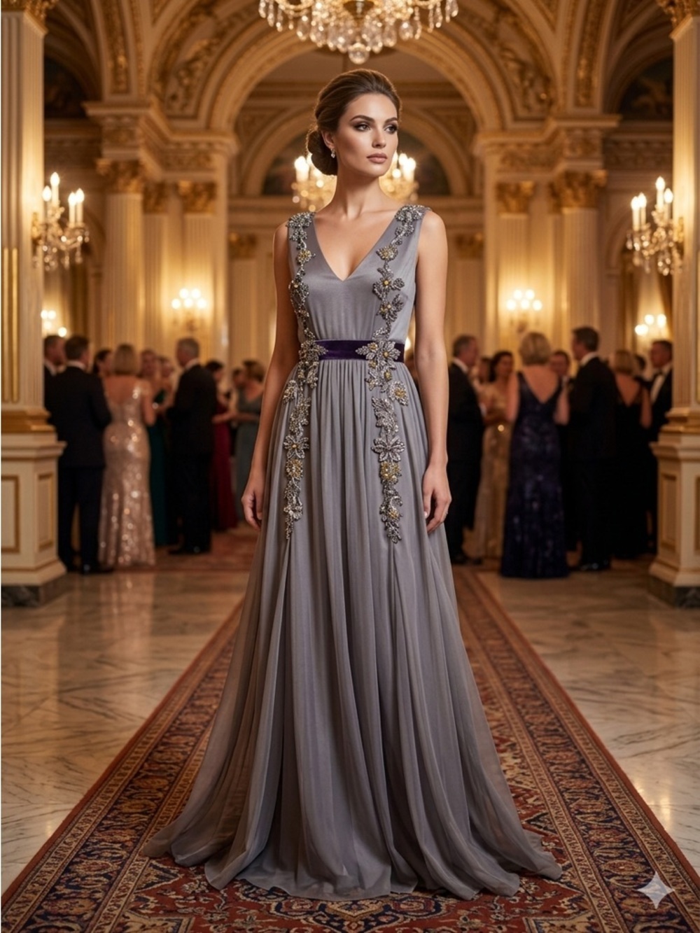 Authentic Alberta Ferretti Silk Beaded Maxi Dress Italy MSRP $4725 gala,goddess